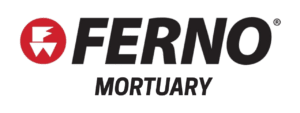 Ferno Mortuary logo featuring a red circular emblem and bold black wordmark.